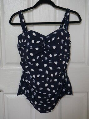 Profile by Gottex “Light as a Feather” Tankini Top – Plus Size Navy/White